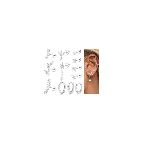 MILACOLATO 12Pcs Helix Piercings Chirurgenstahl Ohrringe Gold Piercing Ohrstecker Set Tragus Piercing Silber Hypoallergen Rook Daith Conch Knorpel Ohrpiercing Helix Piercings Ohr Schmuck für Damenhs MILACOLATO 12Pcs Helix Piercings Chirurgenstahl Ohrringe Gold Piercing Ohrstecker Set Tragus Piercing Silber Hypoallergen Rook Daith Conch Knorpel Ohrpiercing Helix Piercings Ohr Schmuck für Damenhs von Milacolato