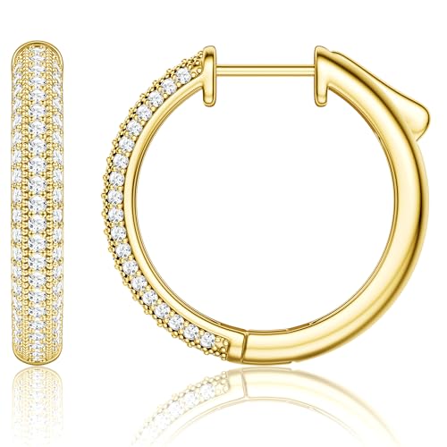 MILACOLATO 14 Karat vergoldet Creolen für Damen und Mädchen | Hypoallergene Tragus Knorpelohrringe mit AAA Zirkonia | 20mm & 30mm Durchmesser Huggie-Ohrringe MILACOLATO 14 Karat vergoldet Creolen für Damen und Mädchen | Hypoallergene Tragus Knorpelohrringe mit AAA Zirkonia | 20mm & 30mm Durchmesser Huggie-Ohrringe von Milacolato