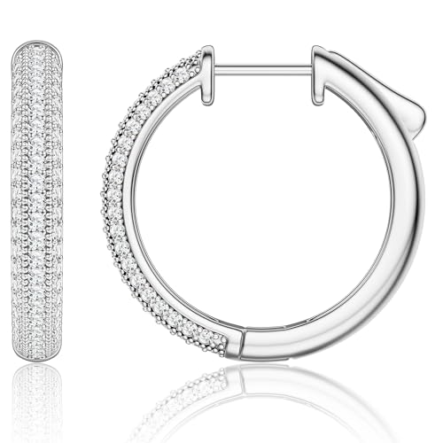 MILACOLATO Silber Creolen für Damen und Mädchen | Hypoallergene Tragus Knorpelohrringe mit AAA Zirkonia | 20mm & 30mm Durchmesser Huggies-Ohrringe von Milacolato