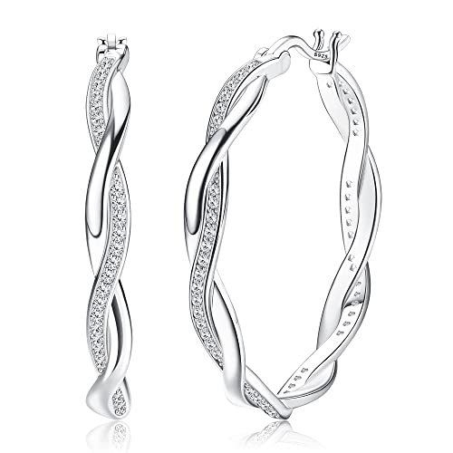 MILACOLATO Ohrringe Silber 925 für Damen Twisted Creolen Ohrringe Creolen 925 Silber & Gold Klein Mittel Groß Ohrringe Sparkly Cubic Zirkonia Leichtgewicht Mode Hypoallergene Ohrringe Für Damen von Milacolato