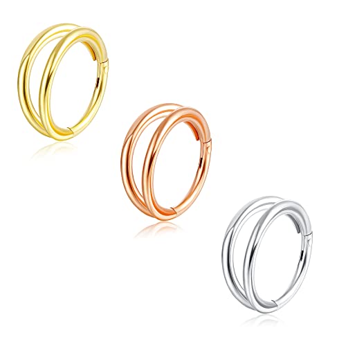 Milacolato Doppel Nasenring Piercing Chirurgenstahl 316L Edelstahl Septum Ring Clicker Daith Ohrringe Creolen Conch Rook Helix Tragus Piercing Schmuck für Damen Herren 18G8mm Milacolato Doppel Nasenring Piercing Chirurgenstahl 316L Edelstahl Septum Ring Clicker Daith Ohrringe Creolen Conch Rook Helix Tragus Piercing Schmuck für Damen Herren 18G8mm von Milacolato