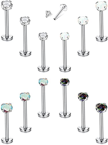 Milacolato 12Pcs 16G Helix Tragus Ohrstecker für Damen 316L Edelstahl Labret Lippen Stud Innengewinde Knorpel Gepflastert Klar CZ Opal Flache Rückseite Ohrringe Monroe Piercing Schmuck Set S8mm Milacolato 12Pcs 16G Helix Tragus Ohrstecker für Damen 316L Edelstahl Labret Lippen Stud Innengewinde Knorpel Gepflastert Klar CZ Opal Flache Rückseite Ohrringe Monroe Piercing Schmuck Set S8mm von Milacolato