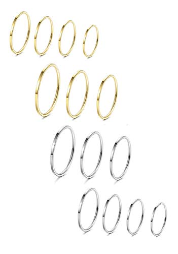 Milacolato 14 Stücke Edelstahl Frauen Plain Band Knuckle Stacking Midi Ringe Comfort Fit Silber/Gold Ton von Milacolato