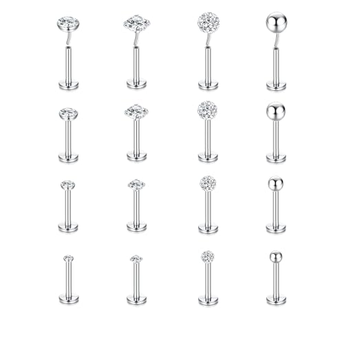 Milacolato 16G Labret Piercing Lippenpiercing Chirurgenstahl Runde Klar CZ Lippe Medusa Snakebites Piercing Schmuck Nasenpiercing Ohrknorpel Tragus Ohrringe Für Damen Herren 16St S8mm Milacolato 16G Labret Piercing Lippenpiercing Chirurgenstahl Runde Klar CZ Lippe Medusa Snakebites Piercing Schmuck Nasenpiercing Ohrknorpel Tragus Ohrringe Für Damen Herren 16St S8mm von Milacolato