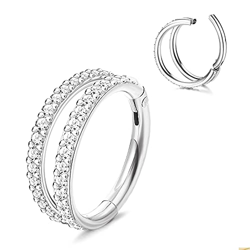 Milacolato 16G Septum Clicker Nasenringe 316L Chirurgenstahl Nase Hoop Doppel Offen Gestapelt Helix Turm Conch Knorpel Daith Tragus Ohrringe Conch Piercing Schmuck für Damen von Milacolato