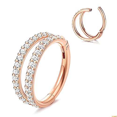 Milacolato 16G Septum Clicker Nasenringe 316L Chirurgenstahl Nase Hoop Doppel Offen Gestapelt Helix Turm Conch Knorpel Daith Tragus Ohrringe Conch Piercing Schmuck für Damen von Milacolato