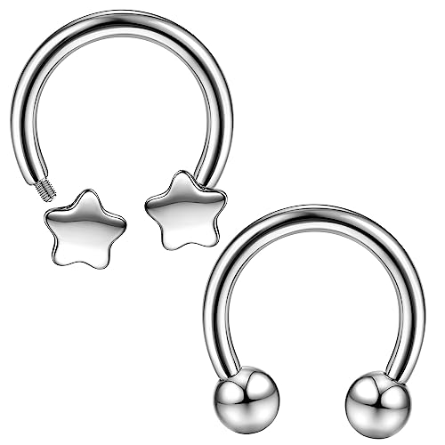 Milacolato 16G Septum Piercig für Damen Herren Implant Grade G23 Titan Hufeisen Nasenpiercing Helix Daith Knorpel Tragus Nasenring Lippenpiercing Augenbrauen Piercing Schmuck 8mm 10mm 12mm von Milacolato