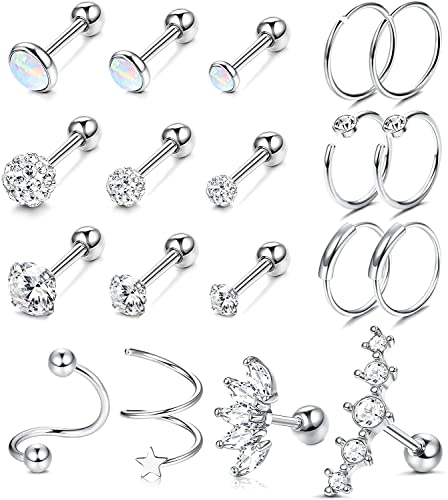Milacolato 19Pcs Helix Piercing Tragus Knorpel Creolen Für Damen 16-20G Labret Flache Kugel Zurück Ohrringe Daith Tragus Helix Ohr Ohrringe Frauen Milacolato 19Pcs Helix Piercing Tragus Knorpel Creolen Für Damen 16-20G Labret Flache Kugel Zurück Ohrringe Daith Tragus Helix Ohr Ohrringe Frauen von Milacolato
