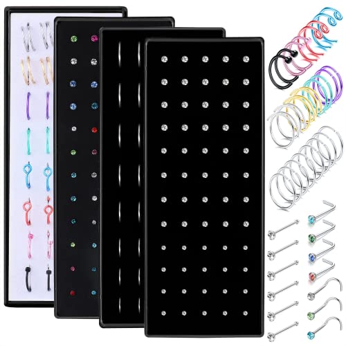 Milacolato 200Pcs Nose Ring Studs Set für Frauen Männer Edelstahl Nasenringe Hoops Bone Screw L Shaped Nose Rings Nose Piercing Jewelry 20G 22G 1.5mm 2mm 2.5mm von Milacolato