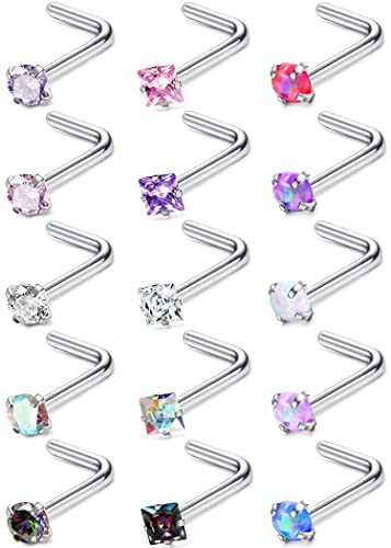 Milacolato 18G Nasenpiercing Stecker Edelstahl Nasenstecker L-Förmiger Schrauben Gerader Nostril Piercing Ring Hypoallergen CZ Labret Nasenring Nase Nasenflügel Piercing Schmuck Für Damen Herren 15St Milacolato 18G Nasenpiercing Stecker Edelstahl Nasenstecker L-Förmiger Schrauben Gerader Nostril Piercing Ring Hypoallergen CZ Labret Nasenring Nase Nasenflügel Piercing Schmuck Für Damen Herren 15St von Milacolato