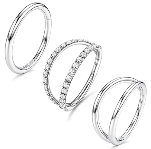 Milacolato 3PCS 16G Edelstahl Nasenpiercing Ring Hoop für Damen Septum Clicker Nasen Ringe CZ Scharnier Segment Lippen Nasenring Helix Knorpel Daith Tragus Ohrringe Körper Piercing Schmuck Milacolato 3PCS 16G Edelstahl Nasenpiercing Ring Hoop für Damen Septum Clicker Nasen Ringe CZ Scharnier Segment Lippen Nasenring Helix Knorpel Daith Tragus Ohrringe Körper Piercing Schmuck von Milacolato
