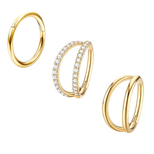 Milacolato 3PCS 16G Edelstahl Nasenpiercing Ring Hoop für Damen Septum Clicker Nasen Ringe CZ Scharnier Segment Lippen Nasenring Helix Knorpel Daith Tragus Ohrringe Körper Piercing Schmuck Milacolato 3PCS 16G Edelstahl Nasenpiercing Ring Hoop für Damen Septum Clicker Nasen Ringe CZ Scharnier Segment Lippen Nasenring Helix Knorpel Daith Tragus Ohrringe Körper Piercing Schmuck von Milacolato