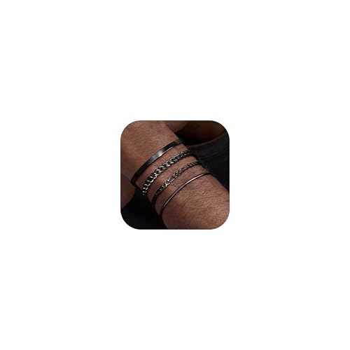 Milacolato 4 Stück Schwarz Armband Herren, Edelstahl Armband für Männer und Jungen, Schwarz Armreif Figaro Stapelbares Armband Set Herren Schmuck Geschenke für ihn Vater Sohn Freund Ehemann, 21 cm Milacolato 4 Stück Schwarz Armband Herren, Edelstahl Armband für Männer und Jungen, Schwarz Armreif Figaro Stapelbares Armband Set Herren Schmuck Geschenke für ihn Vater Sohn Freund Ehemann, 21 cm von Milacolato