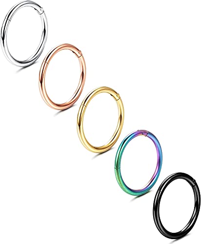 Milacolato Nostril Piercing Ring Titan G23 Für Damen Herren Nasenpiercing Septum Clicker, Multi-Color Ohrpiercing Ohrknorpel Knorpel Helix Daith Ohr Piercing Schmuck Set 18G12mm von Milacolato