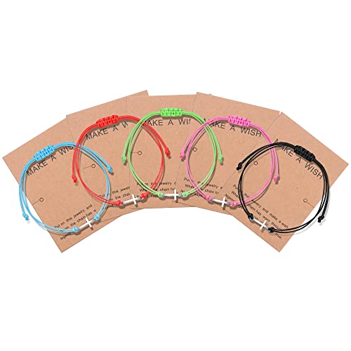 Milacolato 5St Freundschaftsarmband BFF Armbänder Für Damen Mädchen Armbänder Verstellbar Armband Handgemachte Armbänder Beste Freundin Geschenk Mit Wunschkarte Kreuz von Milacolato