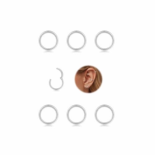 Milacolato 6-8 Pcs 18G Nasenpiercing Ring Edelstahl Clicker Segment Nase Piercing Ohrringe Damen Für Männer Frauen Septum Ohr Knorpel Daith Conch Tragus Sleeper Nasenring Set 6-12MM von Milacolato