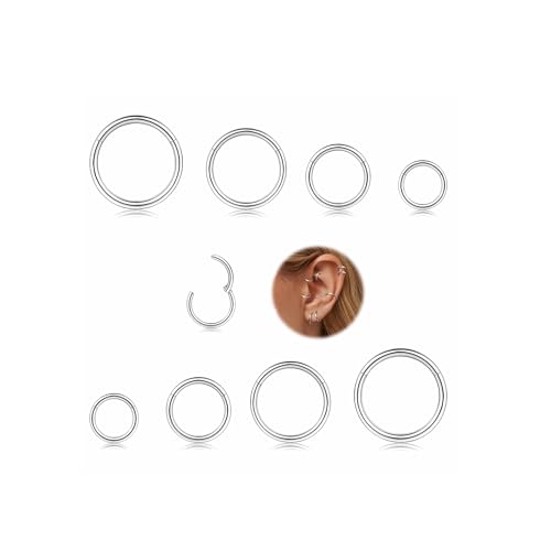 Milacolato 6-8 Pcs 18G Nasenpiercing Ring Edelstahl Clicker Segment Nase Piercing Ohrringe Damen Für Männer Frauen Septum Ohr Knorpel Daith Conch Tragus Sleeper Nasenring Set 6-12MM von Milacolato
