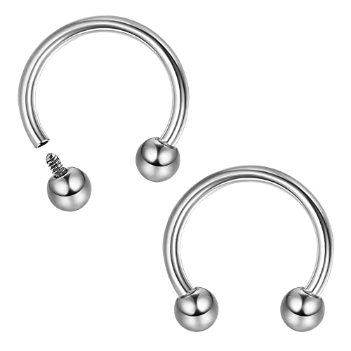 Milacolato 6g Septum Ringe für Damen Herren | Implantat Titan Septumring G23 | Intern Hufeisen kreisförmige Langhantel Piercing Schmuck für Nase Lippe Helix Daith | 2 Stück von Milacolato