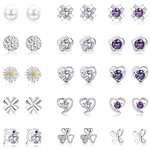 Milacolato 15 Paar Kleine Plated 925 Sterling Silver Ohrstecker Set für Damen Mädchen Zirkonia Ohrring Perle Kristall Runde Herzform CZ Blume Schmetterling Ohrringe Kinder Milacolato 15 Paar Kleine Plated 925 Sterling Silver Ohrstecker Set für Damen Mädchen Zirkonia Ohrring Perle Kristall Runde Herzform CZ Blume Schmetterling Ohrringe Kinder von Milacolato