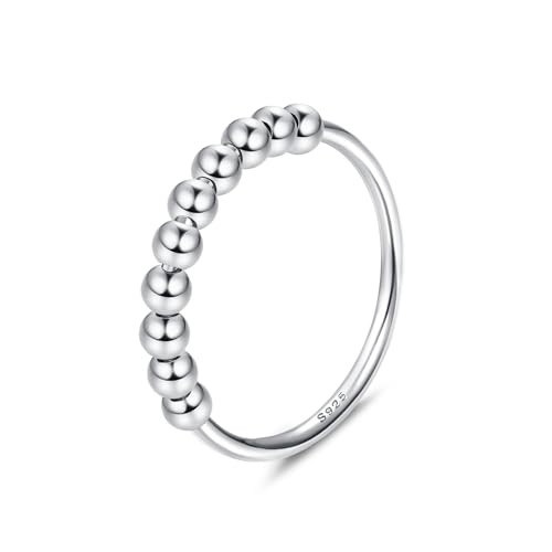 Milacolato 925 Sterling Silber Angst Spinning Ringe mit Perlen Band Ring für Dünne Stapelbare Ringe für Damen von Milacolato