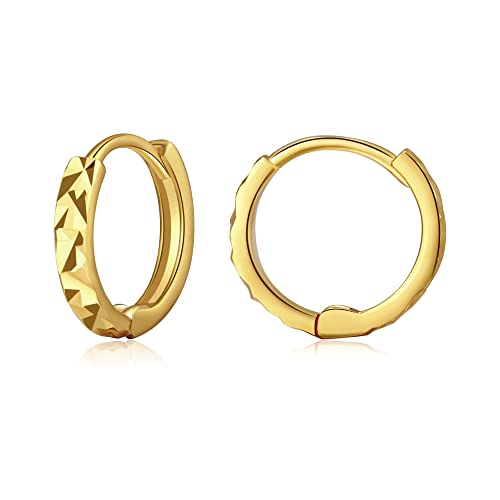 MILACOLATO Creolen Silber 925 Sterling Ohrringe Damen Kleine Ohrringe 14K Gold Hypoallergene Geometrische Kreis Leichte Huggie Hoops Ohrringe Für Frauen Mädchen 10mm Gold von Milacolato