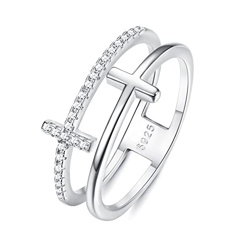 Milacolato 925 Sterling Silber Band Ringe Kreis Ringe 18 Karat Weißgold Plattiert Fashion Statement Stapelbare Ringe für Damen Größe 49-59 von Milacolato