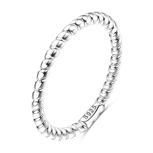 Milacolato 925 Silber Ring Für Damen Mädchen 18-Karat Weißgold Plattierte Twist-Band-Ringe Aus Sterlingsilber 1,5mm Dünner Fingerring Hochzeit Verlobung Versprechen Ringe Größe 62 von Milacolato