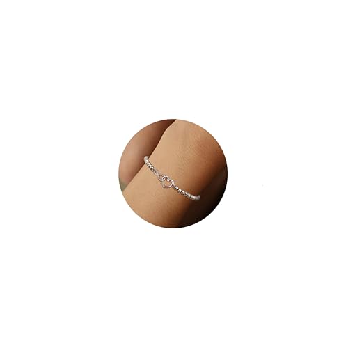 Milacolato Armband Infinity Silber für Damen Perlenarmband,Armkette,Armbänder,Herz,Perlen,Mutter,Tochter,Geschenk Schulkind,Armband Geschenk Schmuck für Mama von Milacolato
