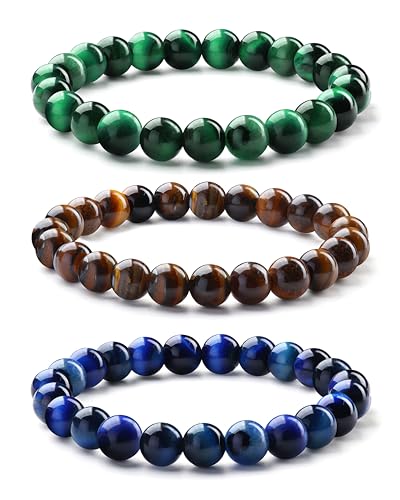 Milacolato 3-5PCS Armbänder für Herren 8MM Tigerauge Armband Herren Schwarzen Perlenarmband Herren Elastische Lavastein Armband Herren Perlen Vatertag Armband für Männer Schmuck Geschenke Milacolato 3-5PCS Armbänder für Herren 8MM Tigerauge Armband Herren Schwarzen Perlenarmband Herren Elastische Lavastein Armband Herren Perlen Vatertag Armband für Männer Schmuck Geschenke von Milacolato