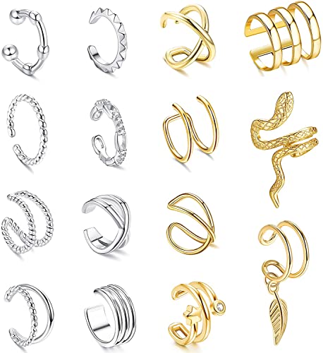 MILACOLATO Ohrclips Damen Ohne Ohrlöcher Ohrringe Damen Ohrringe Set Earcuff Ohrklemme Fake Helix Piercing Damen Fakepircings Piercing Ohr Ohrringe Clip Ohr On Knorpel Ohrschmuck Ohrklemme Set Mischen von Milacolato