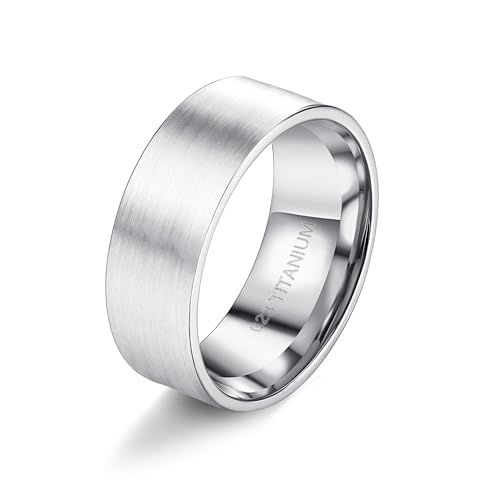 Milacolato G23 Titan Ring für Frauen Männer 5mm 6mm 7mm 8mm Matt gebürstet Plain Band Ringe hochpoliert Versprechen Aussage Verlobung Hochzeit Band Komfort Fit Größe 6-12 von Milacolato