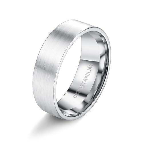 Milacolato G23 Titan Ring für Frauen Männer 5mm 6mm 7mm 8mm Matt gebürstet Plain Band Ringe hochpoliert Versprechen Aussage Verlobung Hochzeit Band Komfort Fit Größe 6-12 von Milacolato