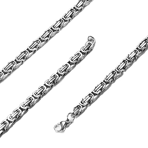 Milacolato Königskette Herren Silber Wikinger Byzantinische Kette Halskette Edelstahl Klobige Schwere Kette Hip Hop Punk Halsketten Schmuck Für Herren 8mm 51cm von Milacolato