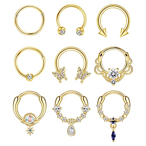 Milacolato Nasenpiercing Ring Nasenringe septum Daith Schmuck 16G (1,2 mm) Nasenpiercing Ringe 10mm Helix Tragus Ohrring Lippenringe Silber Gold Nasenscheidewand Nasenring Piercing für Damen Männer von Milacolato