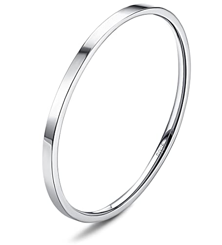 Milacolato S925 Sterling Silber Ringe für Damen 18K Weißgold Gefüllt Plain Daumen Stapelbare Statement Ringe Hoch Polierte Ewigkeit Hochzeit Band Ringe 1mm 2mm 3mm 4mm 6mm 8mm von Milacolato