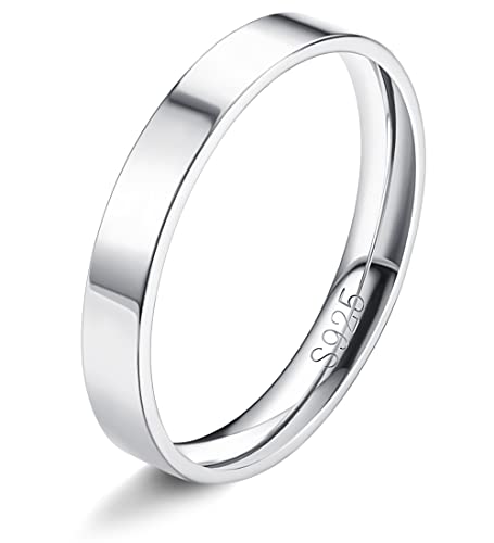 Milacolato S925 Sterling Silber Ringe für Damen 18K Weißgold Gefüllt Plain Daumen Stapelbare Statement Ringe Hoch Polierte Ewigkeit Hochzeit Band Ringe 1mm 2mm 3mm 4mm 6mm 8mm von Milacolato