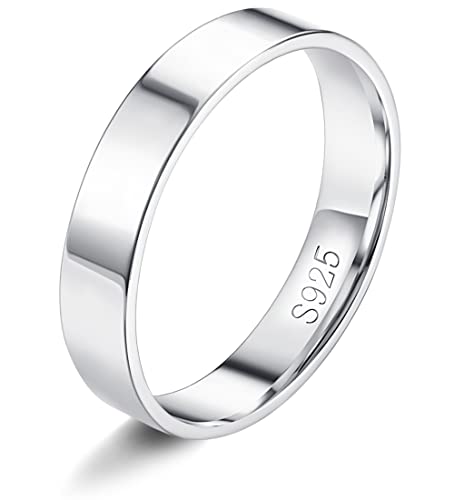 Milacolato S925 Sterling Silber Ringe für Damen 18K Weißgold Gefüllt Plain Daumen Stapelbare Statement Ringe Hoch Polierte Ewigkeit Hochzeit Band Ringe 1mm 2mm 3mm 4mm 6mm 8mm von Milacolato