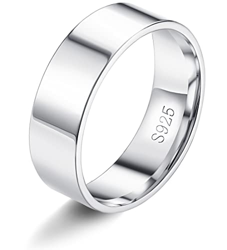 Milacolato S925 Sterling Silber Ringe für Damen 18K Weißgold Gefüllt Plain Daumen Stapelbare Statement Ringe Hoch Polierte Ewigkeit Hochzeit Band Ringe 1mm 2mm 3mm 4mm 6mm 8mm von Milacolato