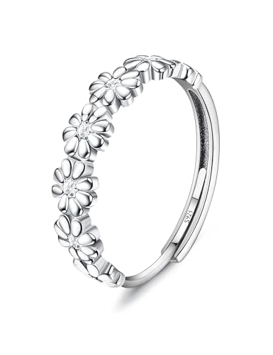 Milacolato Silber 925 Damen Gänseblümchen Ring - Weiß Cubic Zirconia Verstellbar Zierlicher Bandring Statement Fingerring Daumenringe für Frauen Mädchen Milacolato Silber 925 Damen Gänseblümchen Ring - Weiß Cubic Zirconia Verstellbar Zierlicher Bandring Statement Fingerring Daumenringe für Frauen Mädchen von Milacolato