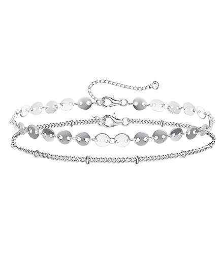 Milacolato Silberketten Armbänder Für Damen Mädchen 925 Silber Kette Damenarmband Verstellbar Geschichtet Böser Blick Unendlichkeit Satellitenperlen Armband Schmuck Geschenk Di von Milacolato