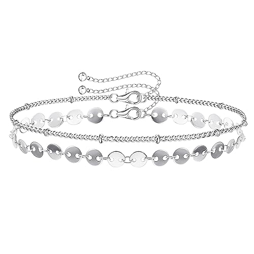 Milacolato Silberketten Armbänder Für Damen Mädchen 925 Silber Kette Damenarmband Verstellbar Geschichtet Böser Blick Unendlichkeit Satellitenperlen Armband Schmuck Geschenk Di von Milacolato