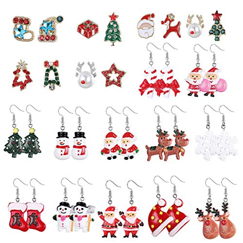 Milacolato Weihnachten Ohrringe Damen Hängende Ohrringe Thanksgiving Weihnachten Weihnachtsmann Elch Schneemann Ohrstecker Damen Schmuck-Set, Weihnachten Ohrring Ohrschmuck Set von Milacolato