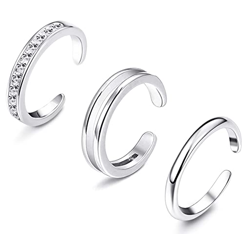 Milacolato Zehenring Silber 925 Damen Ringe Set Silberringe Damen 925 Für Damen Hypoallergen Verstellbarer Offene Manschette Zehenring Zirkonia Ring Frauen Fußschmuck von Milacolato