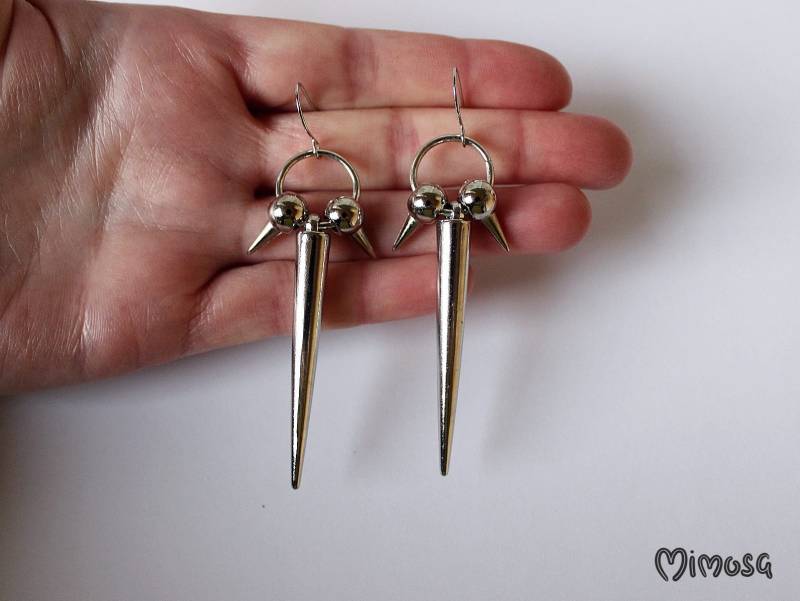Gothic Silber Spike Ohrringe, Frau Schmuck, Punk Rock Rocker Mädchen Grunge Style Tochter Geschenk von MiladyMimosa