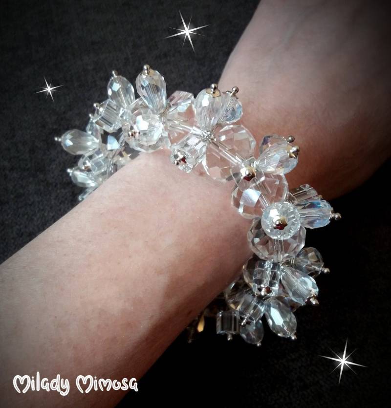 Kristall Hochzeit Armband, Braut Chunky Strass Cluster Klar Frau Tag Schmuck, Geschenk Für Sie von MiladyMimosa