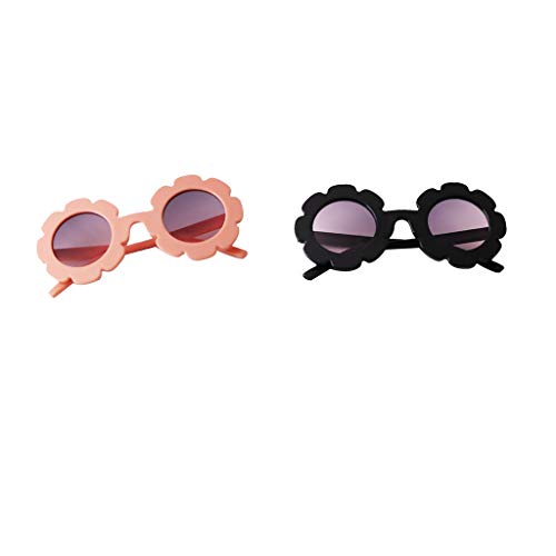 Milageto 2pcs Cartoon Baby Runde UV400 Schutz Sonnenbrille Säuglingsbrille Geschenk, Hellrosa + Schwarz von Milageto