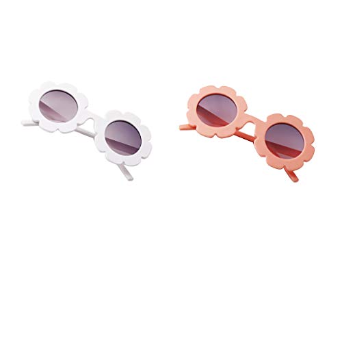 Milageto 2pcs Cartoon Baby Runde UV400 Schutz Sonnenbrille Säuglingsbrille Geschenk, Weiß + Licht von Milageto