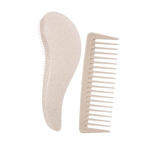 Milageto 2pcs Haar Detangler Pinsel Styling Kamm Entfernen Sie Knoten und verwickeln Haarbürsten Haarkamm Set für Mädchen Barber Shop Frauen Männer Haus zu, Beige von Milageto