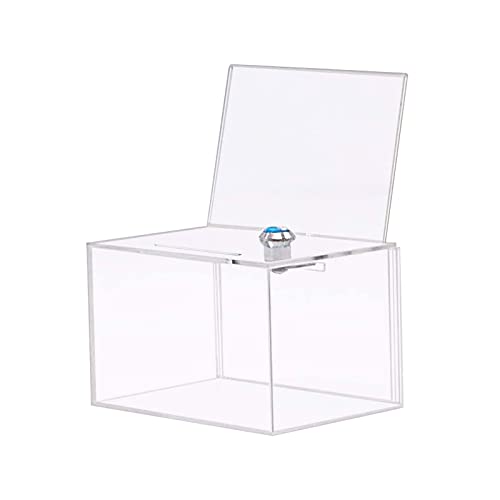 Milageto Acryl-Spendenbox Sammelbox Abschließbarer transparenter Aufbewahrungs-Organizer Tombola-Ticket-Container Tombola-Box für den Empfang am von Milageto