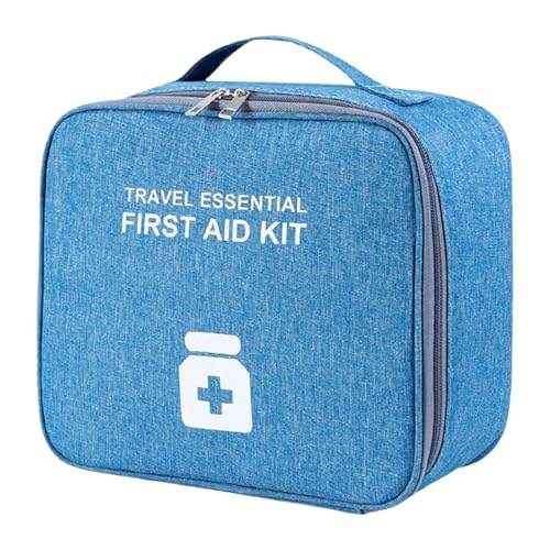 Milageto Medikamentenaufbewahrungstasche, Kinder Notfall-Medizintasche, Notfalltasche Leere Erste-Hilfe-Box Notfall-Erste-Hilfe-Sets für Camping, Blue and L von Milageto